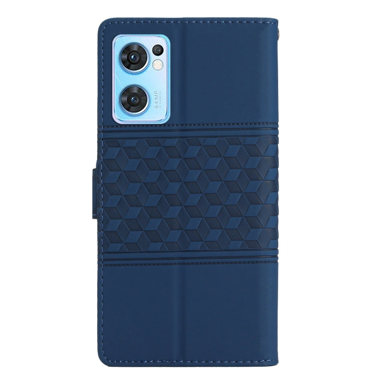 For OPPO Find X5 Lite Diamond Embossed Skin Feel Leather Phone Case with Lanyard