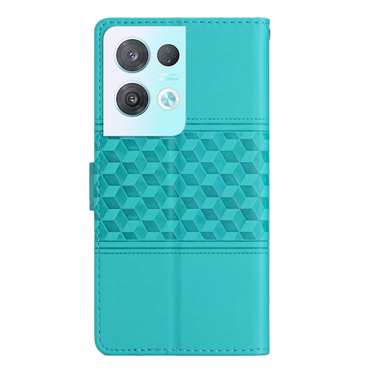 For OPPO Reno8 Pro 5G Diamond Embossed Skin Feel Leather Phone Case with Lanyard