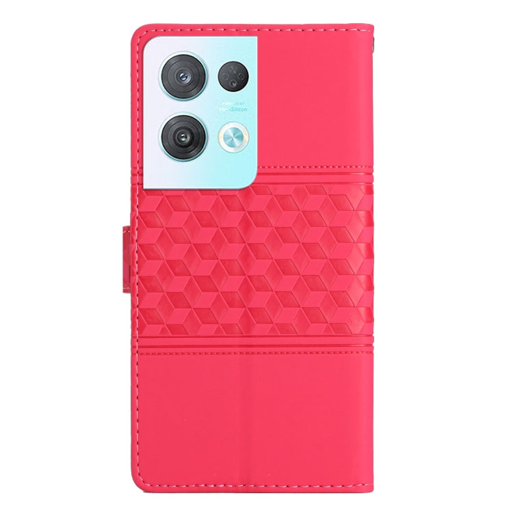 For OPPO Reno8 Pro 5G Diamond Embossed Skin Feel Leather Phone Case with Lanyard