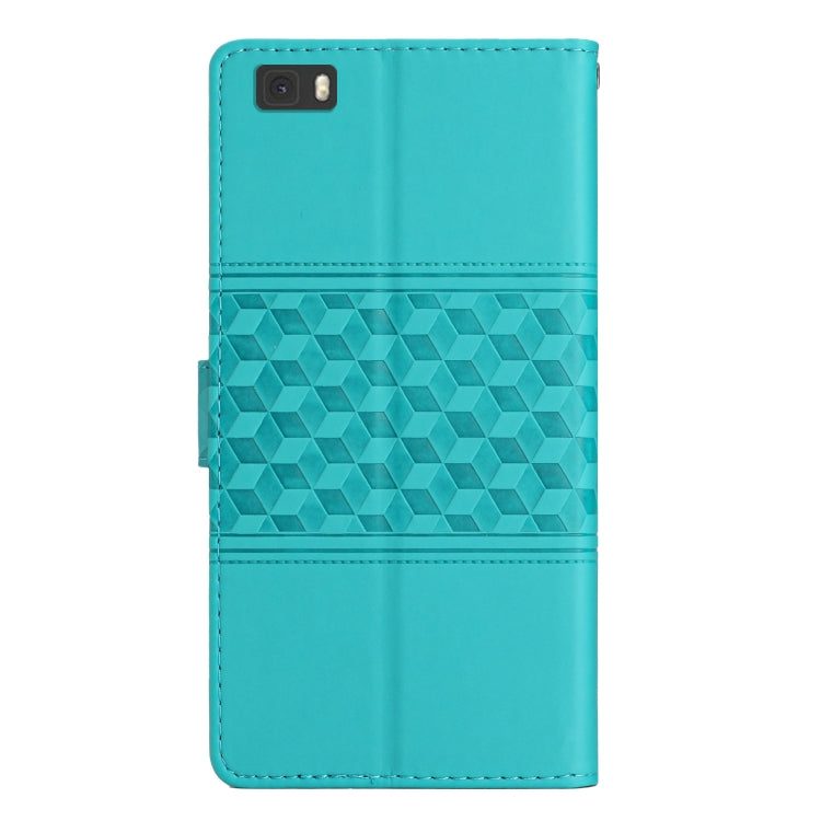 For Huawei P8 Lite Diamond Embossed Skin Feel Leather Phone Case with Lanyard