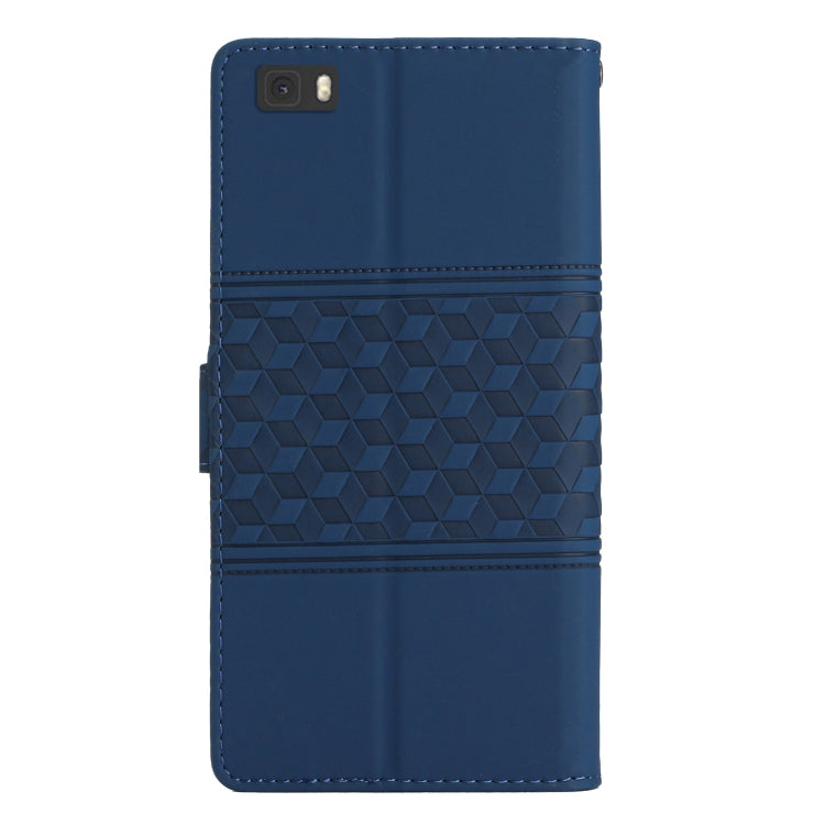 For Huawei P8 Lite Diamond Embossed Skin Feel Leather Phone Case with Lanyard