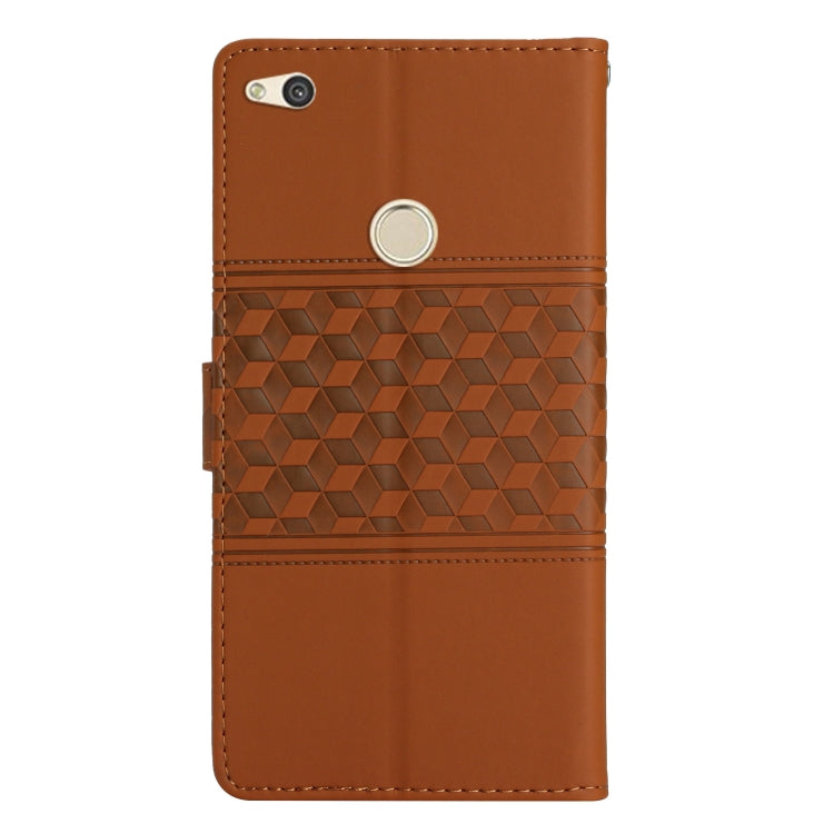 For Huawei P8 Lite 2017 Diamond Embossed Skin Feel Leather Phone Case with Lanyard