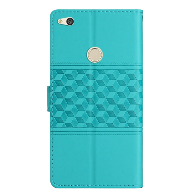 For Huawei P8 Lite 2017 Diamond Embossed Skin Feel Leather Phone Case with Lanyard