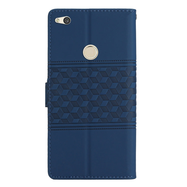 For Huawei P8 Lite 2017 Diamond Embossed Skin Feel Leather Phone Case with Lanyard