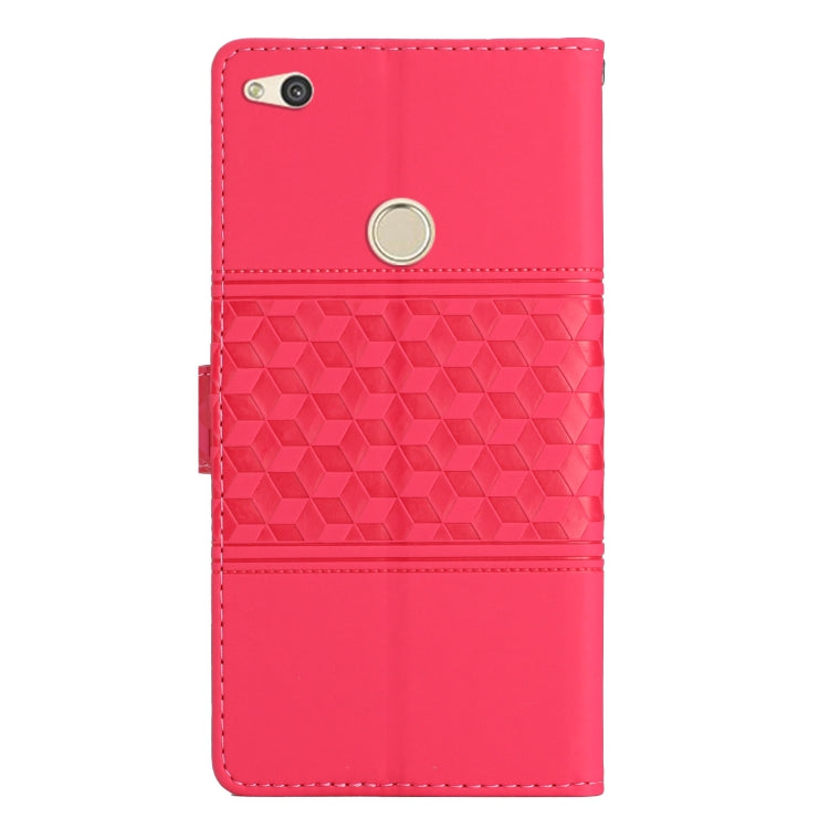 For Huawei P8 Lite 2017 Diamond Embossed Skin Feel Leather Phone Case with Lanyard