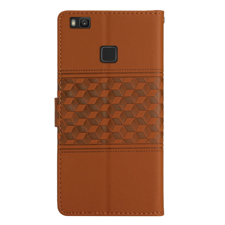 For Huawei P9 Lite Diamond Embossed Skin Feel Leather Phone Case with Lanyard