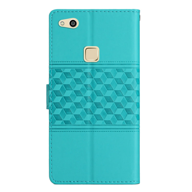 For Huawei P10 Lite Diamond Embossed Skin Feel Leather Phone Case with Lanyard