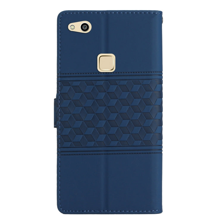 For Huawei P10 Lite Diamond Embossed Skin Feel Leather Phone Case with Lanyard