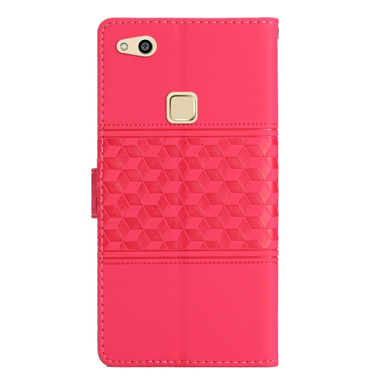 For Huawei P10 Lite Diamond Embossed Skin Feel Leather Phone Case with Lanyard