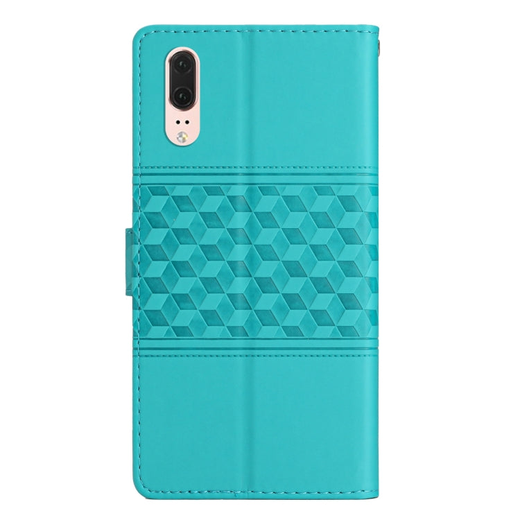 For Huawei P20 Diamond Embossed Skin Feel Leather Phone Case with Lanyard