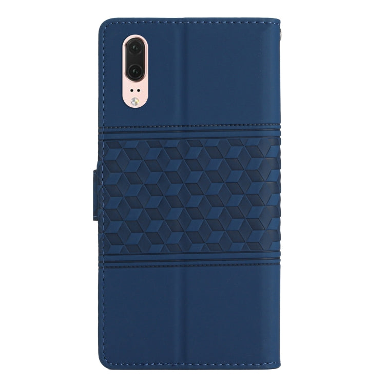 For Huawei P20 Diamond Embossed Skin Feel Leather Phone Case with Lanyard