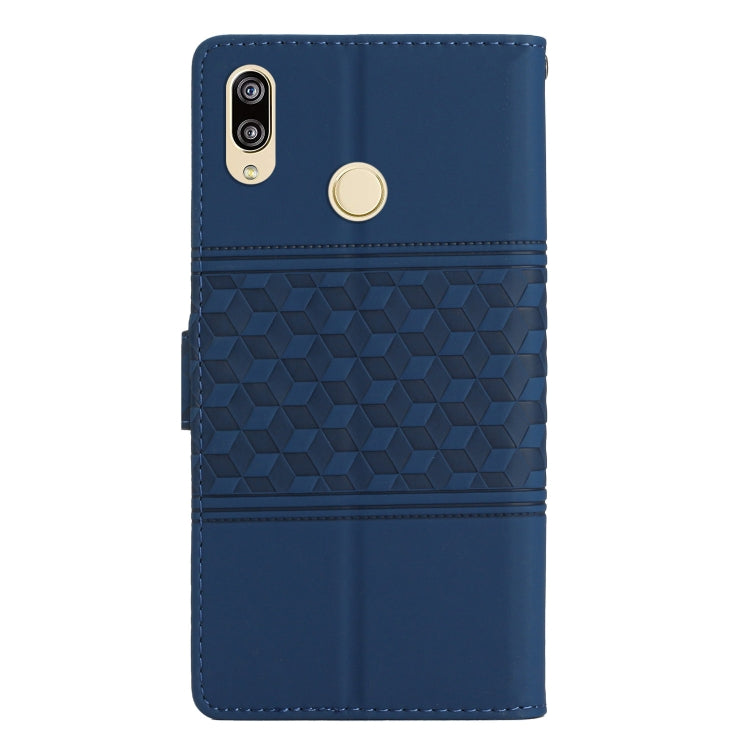 For Huawei P20 Lite Diamond Embossed Skin Feel Leather Phone Case with Lanyard