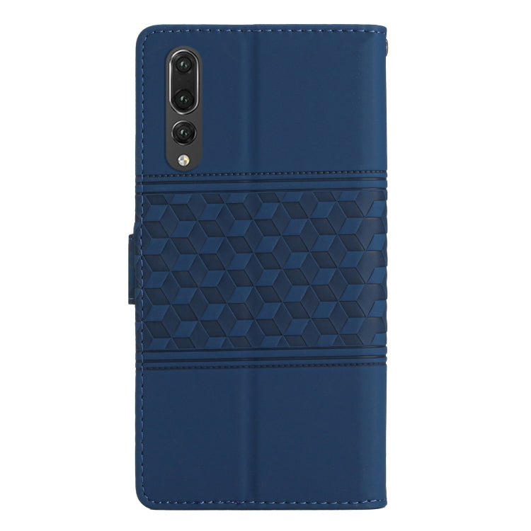 For Huawei P20 Pro Diamond Embossed Skin Feel Leather Phone Case with Lanyard