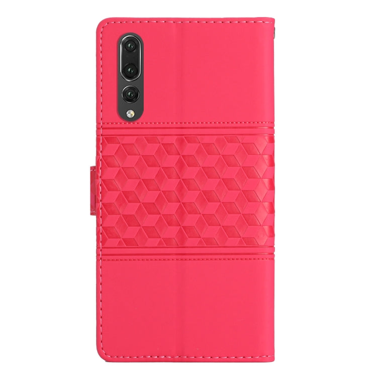 For Huawei P20 Pro Diamond Embossed Skin Feel Leather Phone Case with Lanyard