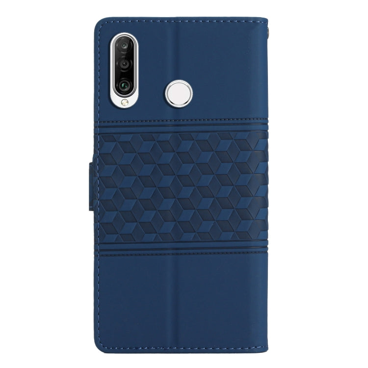 For Huawei P30 Lite Diamond Embossed Skin Feel Leather Phone Case with Lanyard