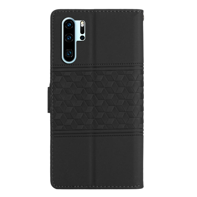 For Huawei P30 Pro Diamond Embossed Skin Feel Leather Phone Case with Lanyard