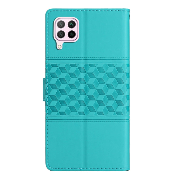 For Huawei P40 Lite Diamond Embossed Skin Feel Leather Phone Case with Lanyard