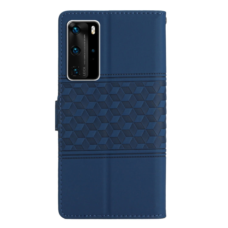 For Huawei P40 Pro Diamond Embossed Skin Feel Leather Phone Case with Lanyard