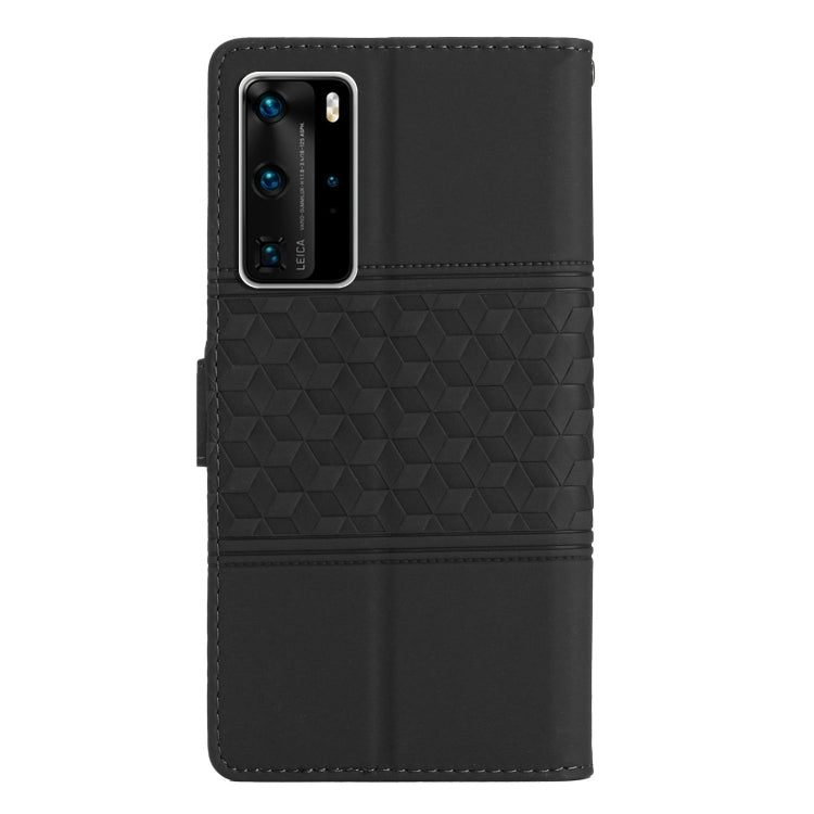 For Huawei P40 Pro Diamond Embossed Skin Feel Leather Phone Case with Lanyard