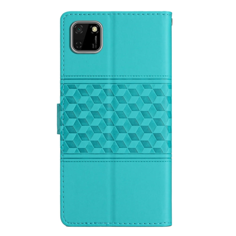 For Huawei Y5p Diamond Embossed Skin Feel Leather Phone Case with Lanyard