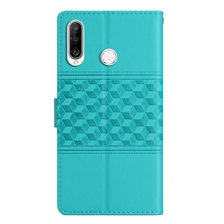 For Huawei Y6p Diamond Embossed Skin Feel Leather Phone Case with Lanyard