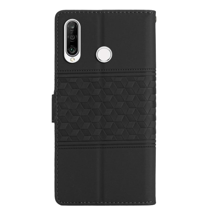 For Huawei Y6p Diamond Embossed Skin Feel Leather Phone Case with Lanyard