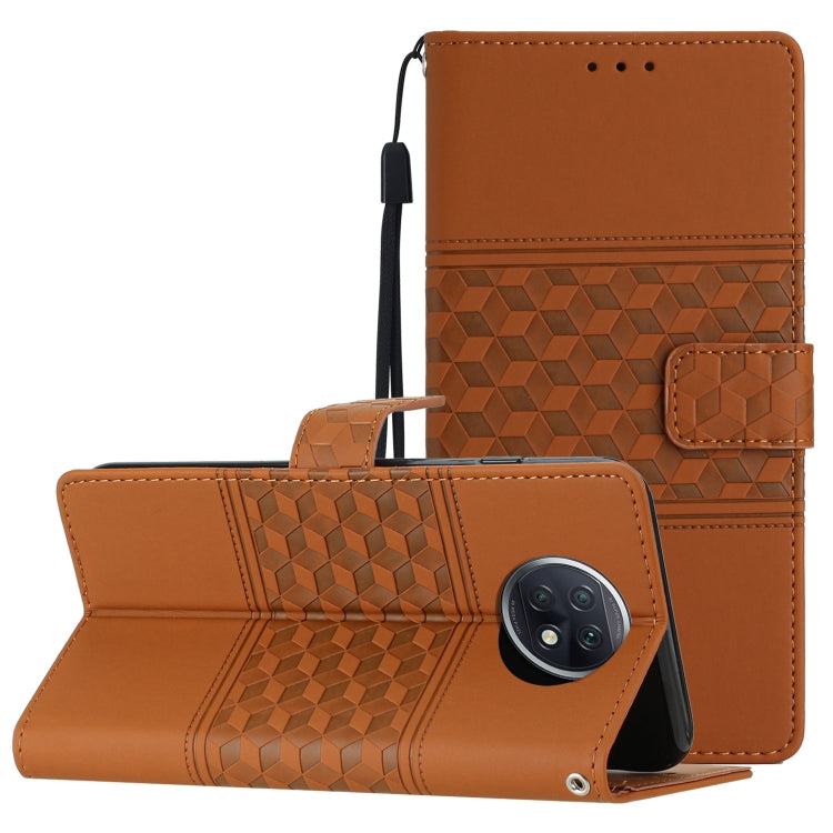For Xiaomi Redmi Note 9 5G / Note 9T Diamond Embossed Skin Feel Leather Phone Case with Lanyard