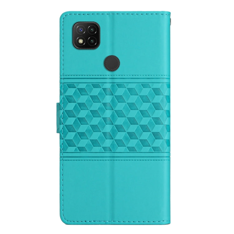 For Xiaomi Redmi 9C Diamond Embossed Skin Feel Leather Phone Case with Lanyard