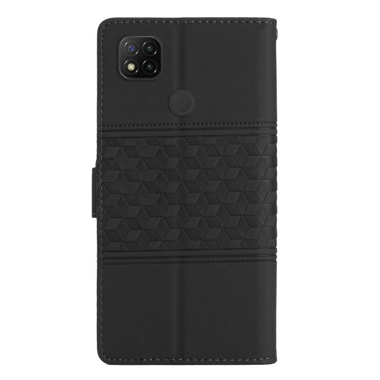 For Xiaomi Redmi 9C Diamond Embossed Skin Feel Leather Phone Case with Lanyard