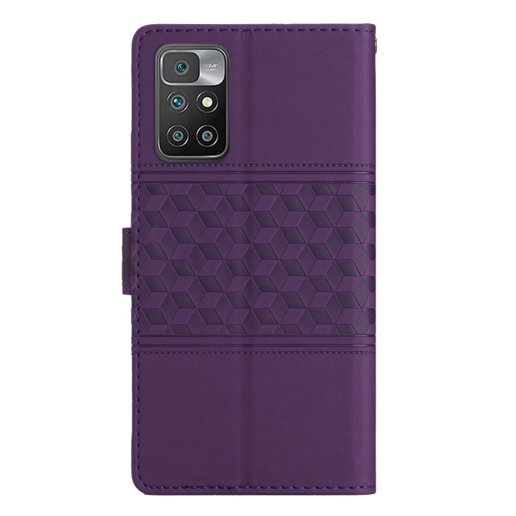 For Xiaomi Redmi 10 Diamond Embossed Skin Feel Leather Phone Case with Lanyard