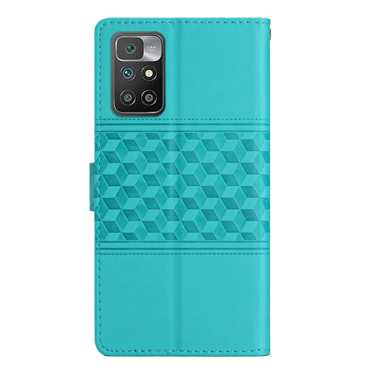 For Xiaomi Redmi 10 Diamond Embossed Skin Feel Leather Phone Case with Lanyard