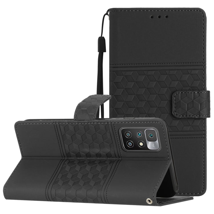 For Xiaomi Redmi 10 2022 Diamond Embossed Skin Feel Leather Phone Case with Lanyard