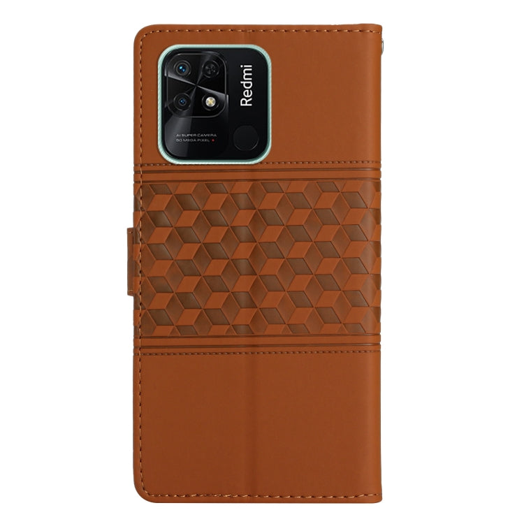 For Xiaomi Redmi 10C Diamond Embossed Skin Feel Leather Phone Case with Lanyard