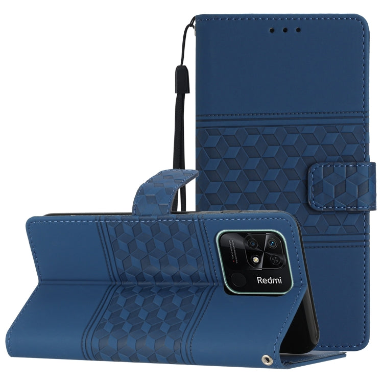 For Xiaomi Redmi 10C Diamond Embossed Skin Feel Leather Phone Case with Lanyard