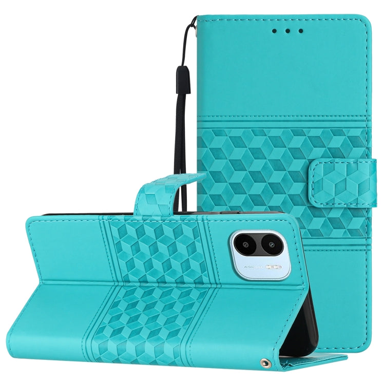 For Xiaomi Redmi A1 Diamond Embossed Skin Feel Leather Phone Case with Lanyard