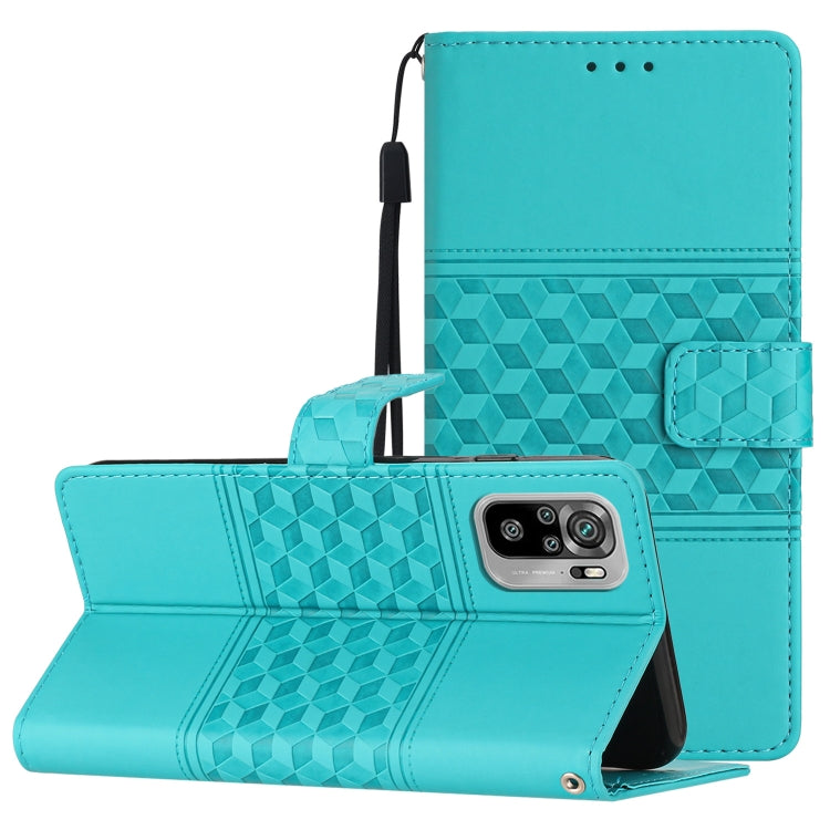 For Xiaomi Redmi Note 10 / Note 10S Diamond Embossed Skin Feel Leather Phone Case with Lanyard