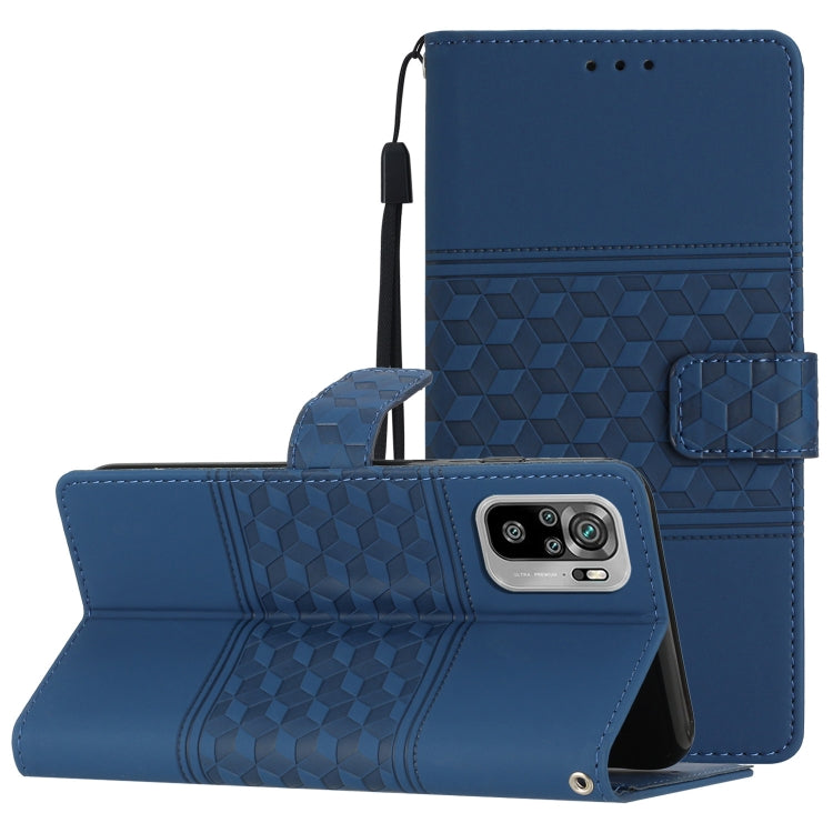 For Xiaomi Redmi Note 10 / Note 10S Diamond Embossed Skin Feel Leather Phone Case with Lanyard