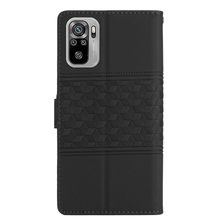 For Xiaomi Redmi Note 10 / Note 10S Diamond Embossed Skin Feel Leather Phone Case with Lanyard