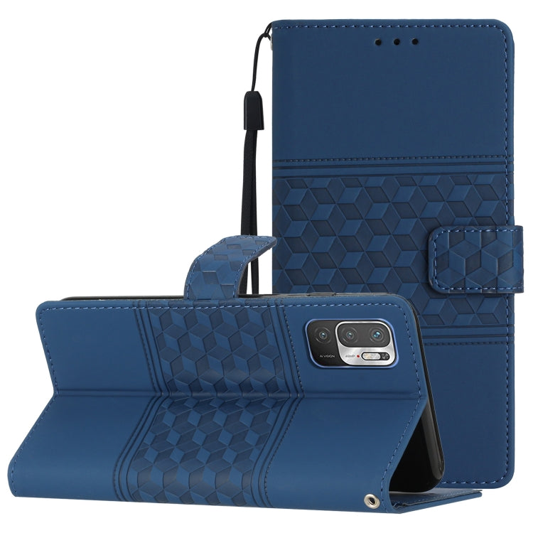 For Xiaomi Redmi Note 10 5G Diamond Embossed Skin Feel Leather Phone Case with Lanyard