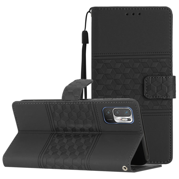 For Xiaomi Redmi Note 10 5G Diamond Embossed Skin Feel Leather Phone Case with Lanyard