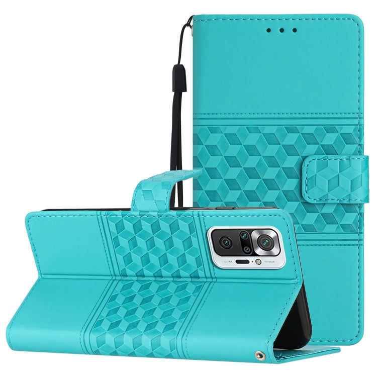 For Xiaomi Redmi Note 10 Pro / 10 Pro Max Diamond Embossed Skin Feel Leather Phone Case with Lanyard
