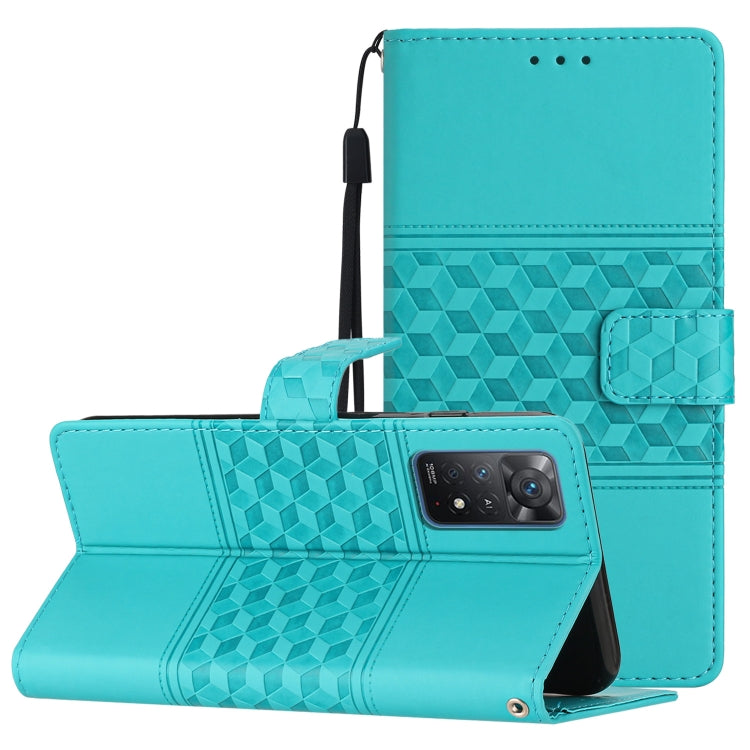 For Xiaomi Redmi Note 11 Pro Global Diamond Embossed Skin Feel Leather Phone Case with Lanyard