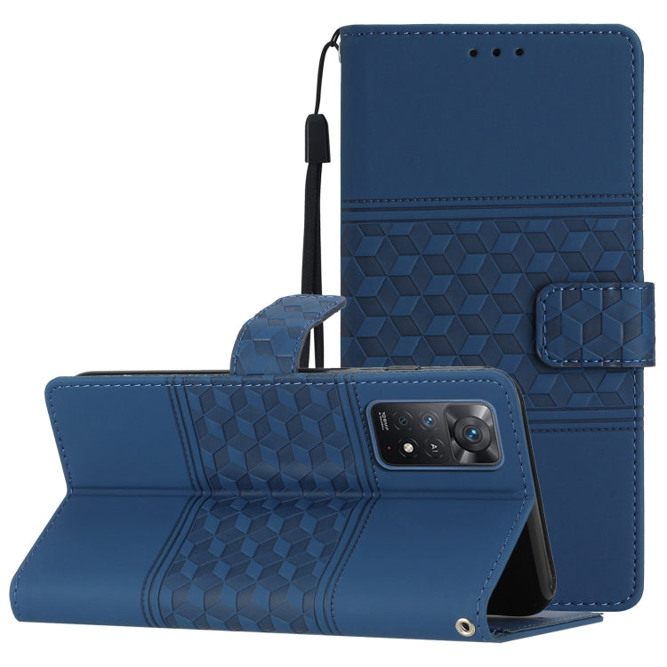 For Xiaomi Redmi Note 11 Pro Global Diamond Embossed Skin Feel Leather Phone Case with Lanyard