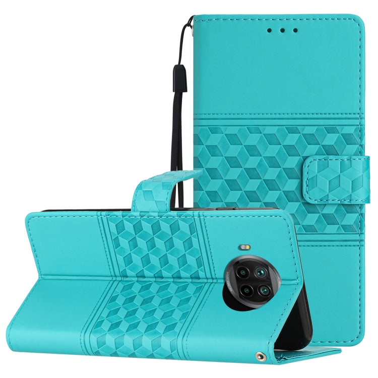 For Xiaomi Mi 10T Lite Diamond Embossed Skin Feel Leather Phone Case with Lanyard