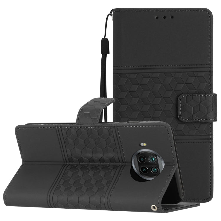 For Xiaomi Mi 10T Lite Diamond Embossed Skin Feel Leather Phone Case with Lanyard