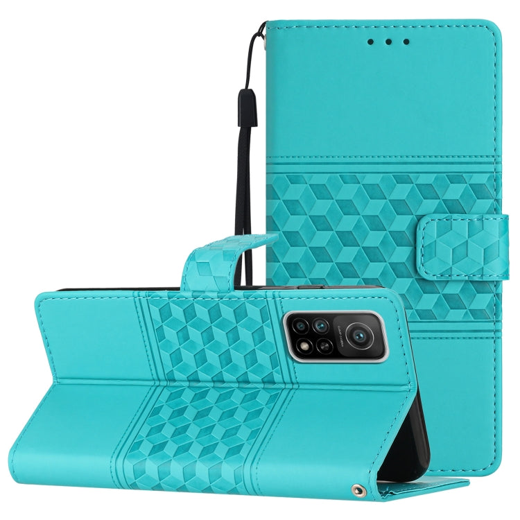 For Xiaomi Mi 10T / 10T Pro Diamond Embossed Skin Feel Leather Phone Case with Lanyard