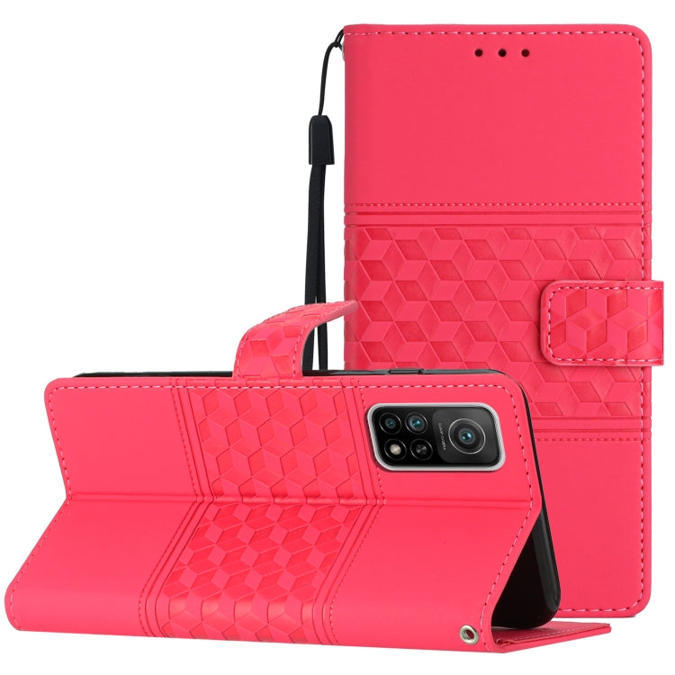 For Xiaomi Mi 10T / 10T Pro Diamond Embossed Skin Feel Leather Phone Case with Lanyard