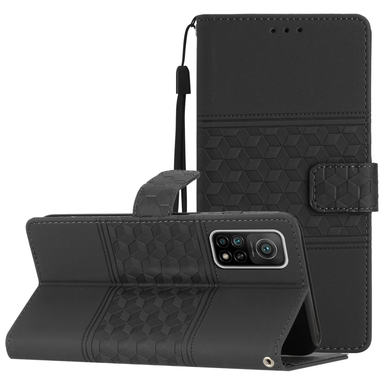 For Xiaomi Mi 10T / 10T Pro Diamond Embossed Skin Feel Leather Phone Case with Lanyard