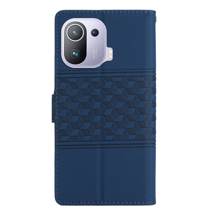 For Xiaomi Mi 11 Pro Diamond Embossed Skin Feel Leather Phone Case with Lanyard