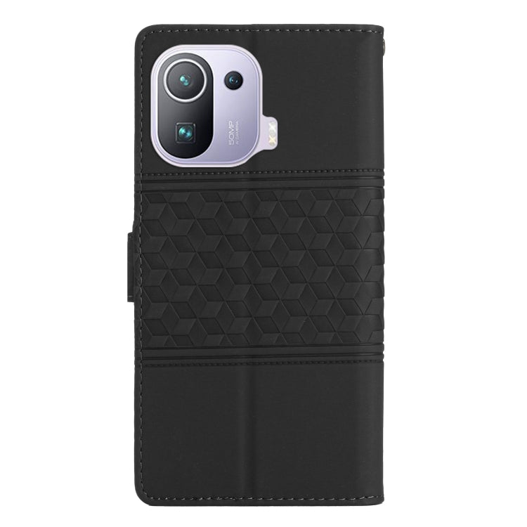 For Xiaomi Mi 11 Pro Diamond Embossed Skin Feel Leather Phone Case with Lanyard